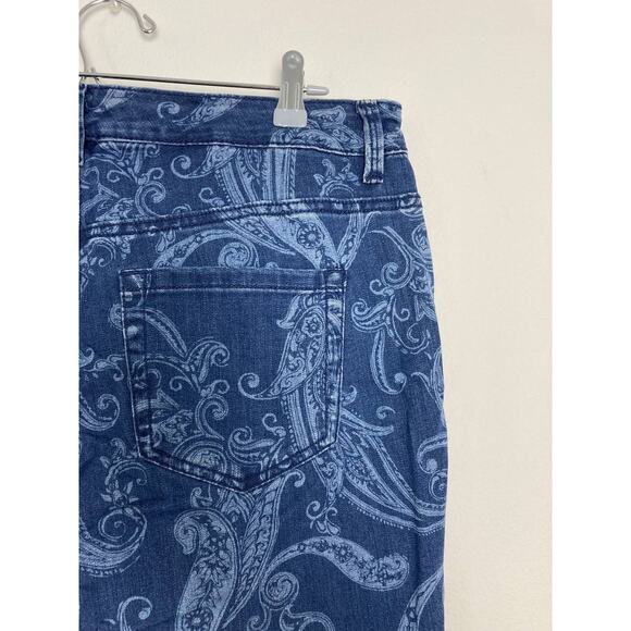 Charter Club Straight Leg Jeans 14W Plus Blue Paisley Print Lexington Stretchy - Picture 9 of 11